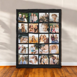 Couverture Polaire Collage photo noir simple 20 photo personnalisée