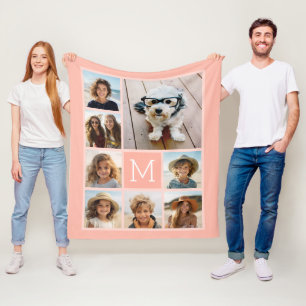 Couverture Polaire Collage photo Pastel Terra 8 - monogramme classiqu