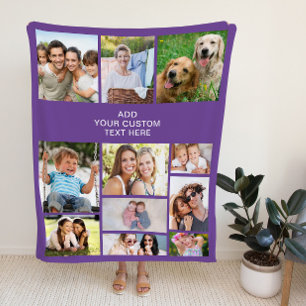 Couverture Polaire Collage photo personnalisé 11 violet