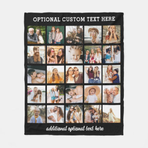 Couverture Polaire Collage photo personnalisé 25 noir Instagram