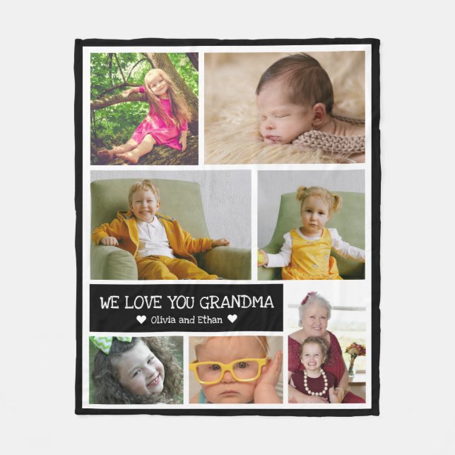 Couverture Polaire Collage photo personnalisé 7 Nous vous aimons gran (Devant)