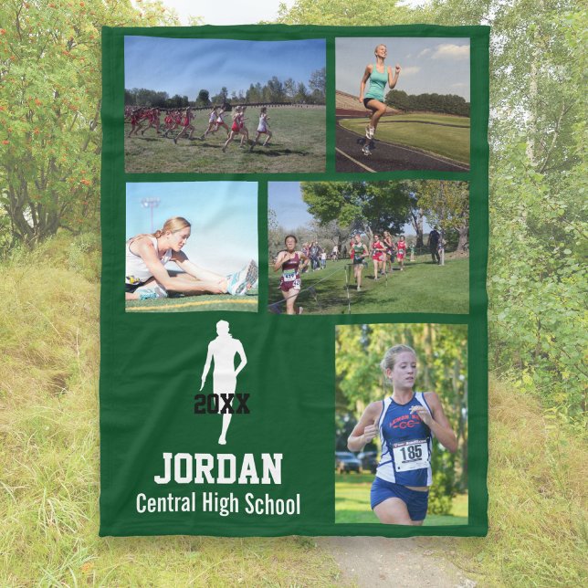 Couverture Polaire Collage photo personnalisé de cross-country (Créateur téléchargé)