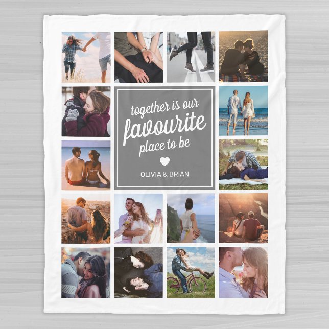 Couverture Polaire Collage photo personnalisé en couple (Créateur téléchargé)