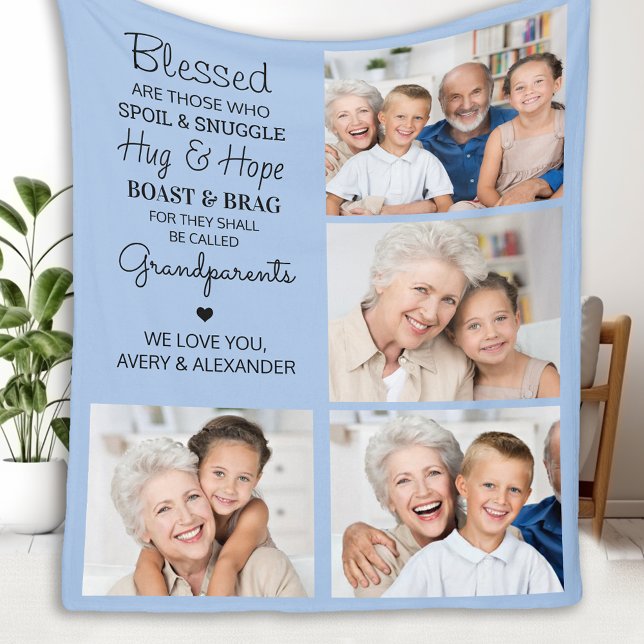 Couverture Polaire Collage photo personnalisé Grand-parents (Créateur téléchargé)