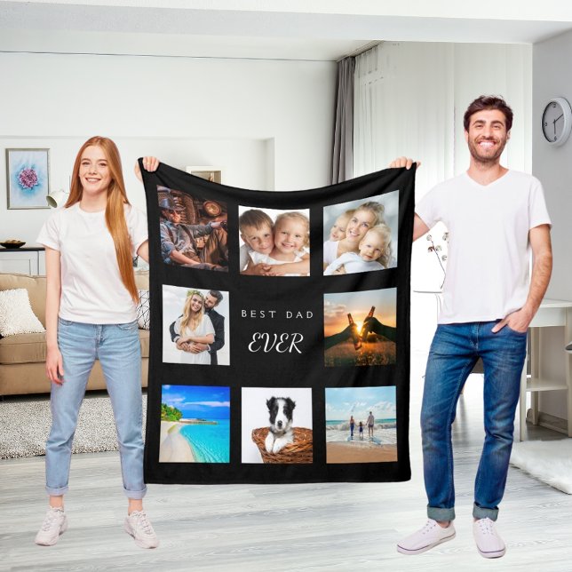 Couverture Polaire Collage photo personnalisé meilleur père jamais no (Créateur téléchargé)