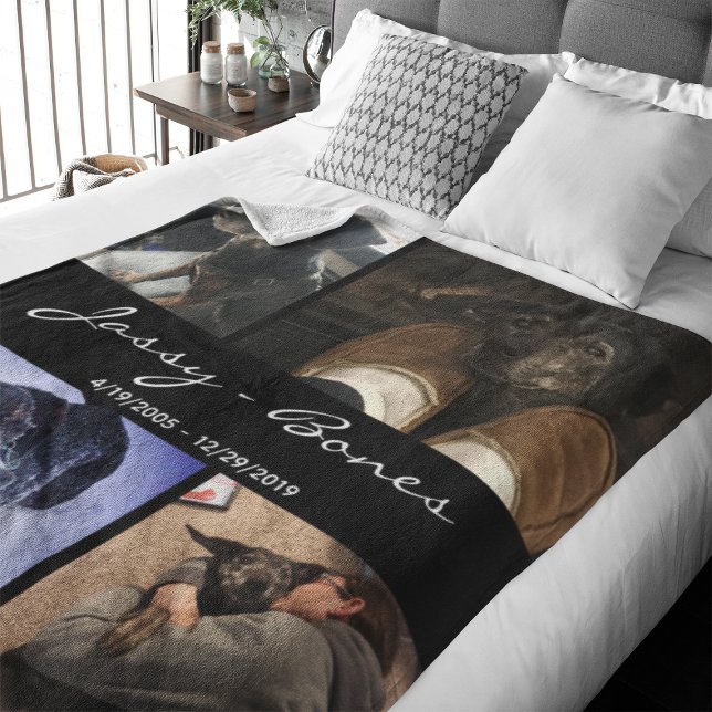 Couverture Polaire Collage photo pour animaux de compagnie Memorial (Capture precious pet moments with our Modern Pet Photo Collage Fleece Blanket. )