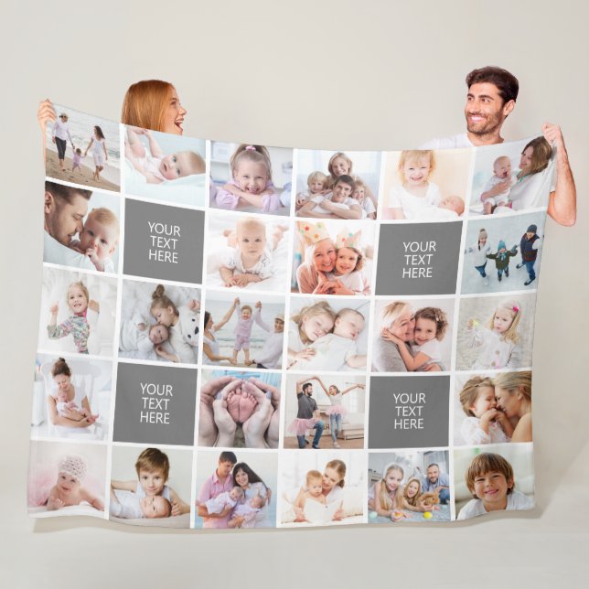 Couverture Polaire Collage photo simple 26 - Texte et couleur personn (En situation)