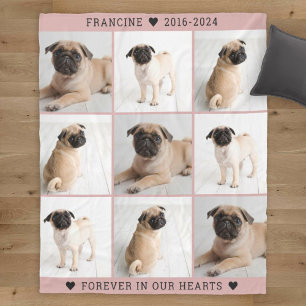 Couverture Polaire Collage photo souvenir mémorial de chien rose