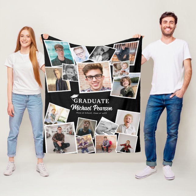 Couverture Polaire Collage photo tendance Graduation Keepsaké Cadeau (En situation)