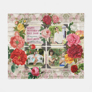 Couverture Polaire Collage vintage de photo d'Instagram de roses du