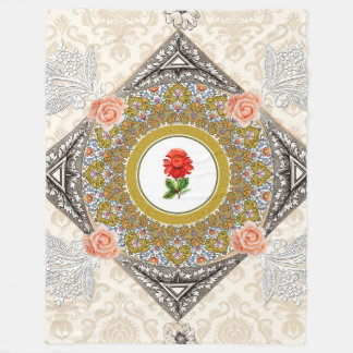 Couverture Polaire Collage vintage Retro avec dentelle et fleurs