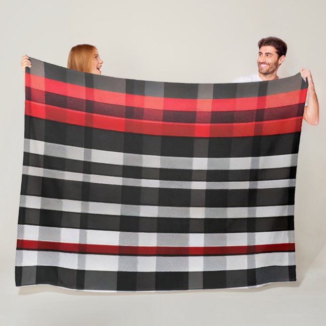 Couverture Polaire Collection Abstraite Red Black Plaid (En situation)