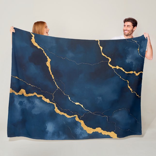 Couverture Polaire Collection de marbre bleu marine tendance (En situation)