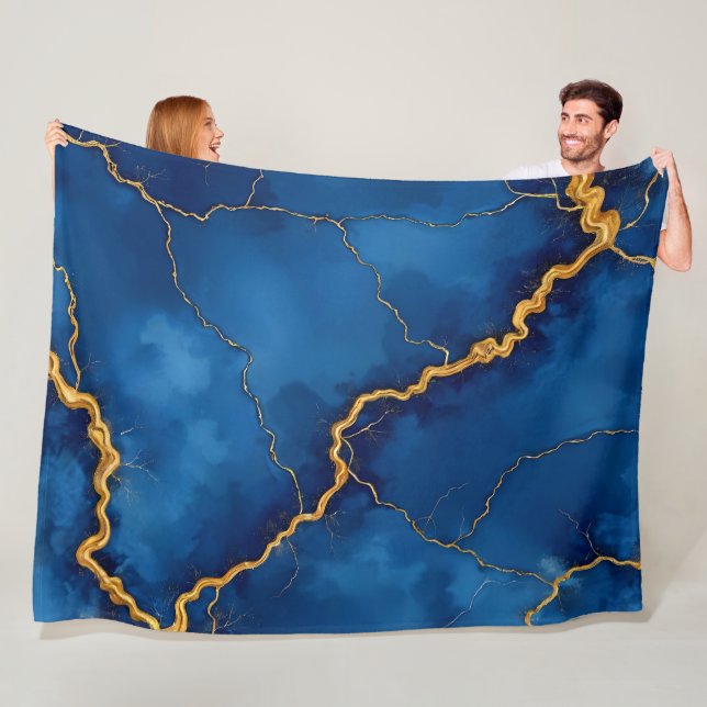 Couverture Polaire Collection de marbre Royal Blue Gold (En situation)