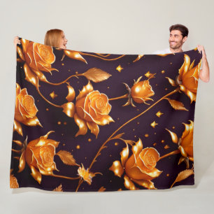 Couverture Polaire Collection de Roses de luxe Gold Boho tendance
