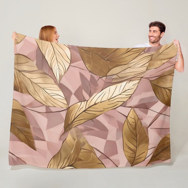 Couverture Polaire Collection Feuille tendance de Boho Rose Rose rose (En situation)