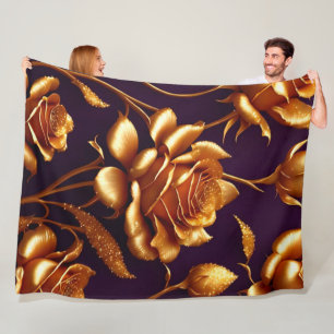 Couverture Polaire Collection moderne de luxe Big Gold Rose