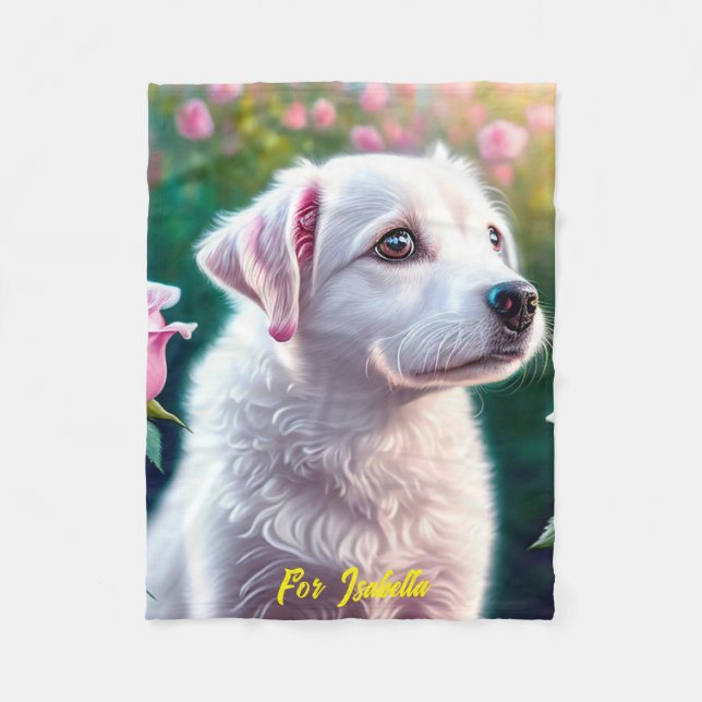 Couverture Polaire Collection rose Et Belle Chienne (Devant)