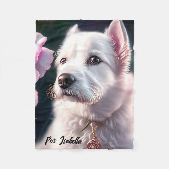Couverture Polaire Collection rose Et Mignonne Chien (Devant)