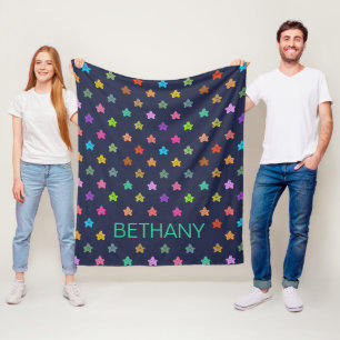 Couverture Polaire Coloré Doodle Stars Motif sur Bleu Personnalisé