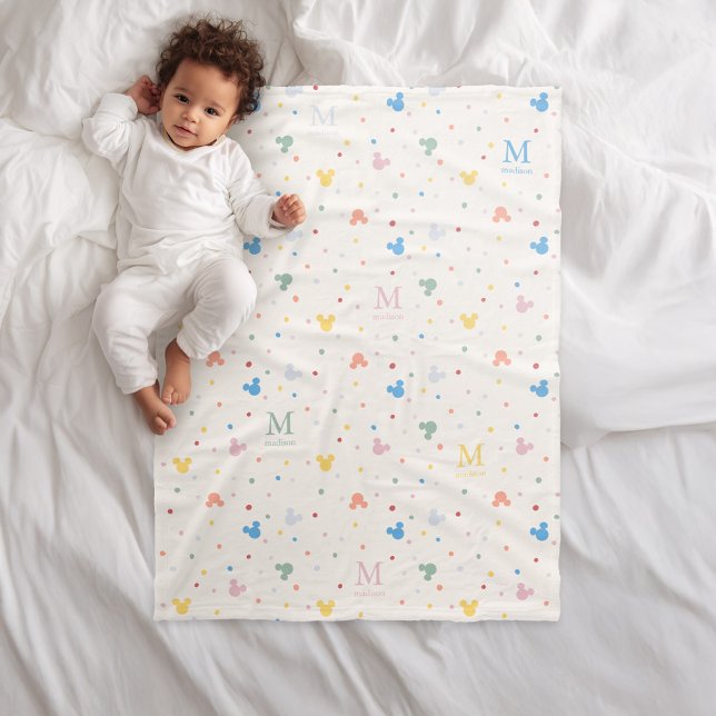 Couverture Polaire Coloré Mickey Souris Monogram Keepsaké (Blanket simulated on bed)