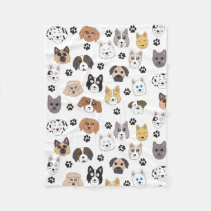 Couverture Polaire Coloré mignon Chiens amusants et Chien Paw Motif