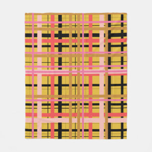 Couverture Polaire Coloré Moderne Rétro Motif Plaid en Jaune