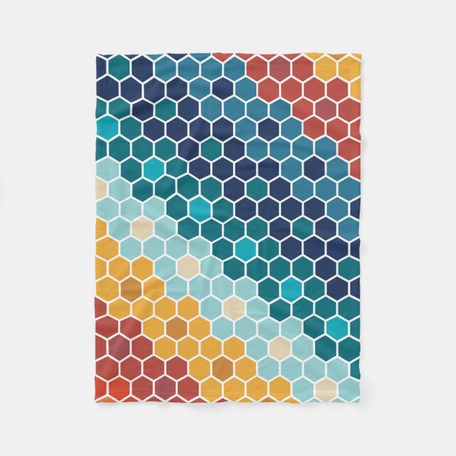 Couverture Polaire Coloré Retro Mosaïque Florale Motif Hexagon (Devant)