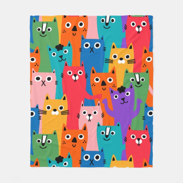 Couverture Polaire Colorful cats (Devant)