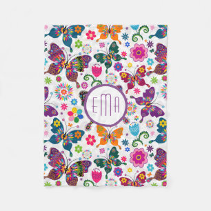 Couverture Polaire Colorful Floral Butterflies