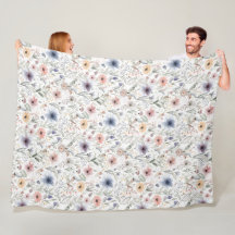 Colorful Floral Watercolor Styl  Fleece Blanket