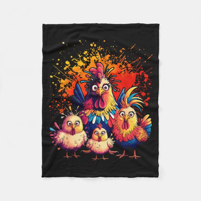 Couverture Polaire Colorful Funny Chicken Art  (Devant)