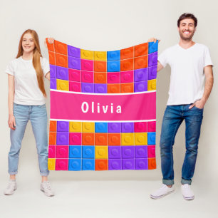 Couverture Polaire Colorful Pink Purple Building Block Custom