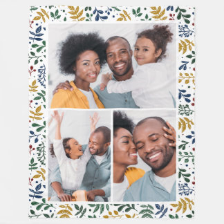 Couverture Polaire Colorful Winter Botanical Three Photo Collage