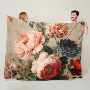 Couverture Polaire Composition florale vintage vibrante