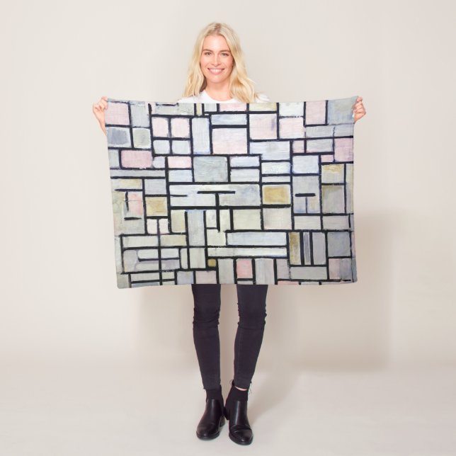 Couverture Polaire Composition rose et gris, Mondrian (En situation)