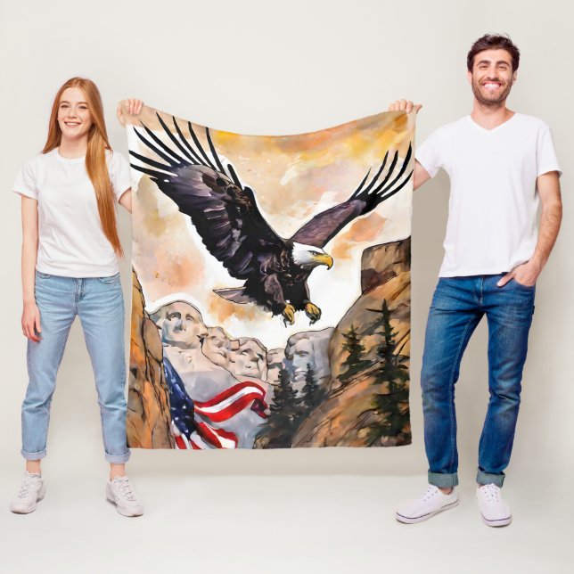 Couverture Polaire Concepteur d'aigle à drapeau américain (En situation)