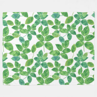 Couverture Polaire Conception botanique à l'aquarelle de feuilles de 