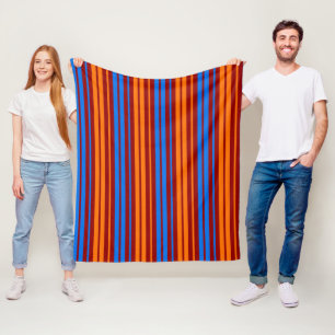 Couverture Polaire Conception de bandes verticales orange rouge bleu 