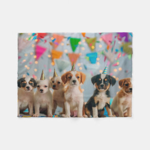 Couverture Polaire Conception de célébration d'anniversaire de chiots