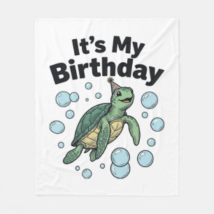 Couverture Polaire Conception de chemise d'anniversaire de tortue mar