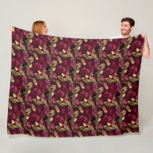 Couverture Polaire Conception de la série Burgundy et Gold Leopard 1
