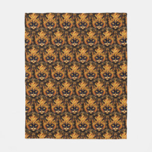 Couverture Polaire Conception de Mandala de chat de feu mystique