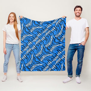 Couverture Polaire Conception de motif de peau d'animal Tigre Bleu 