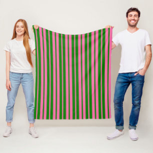 Couverture Polaire Conception de motif rayé stylé rose vert