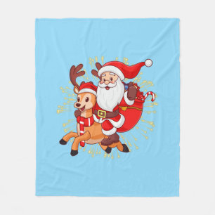Couverture Polaire **"Conception de Père Noël joueur – Amusement et F