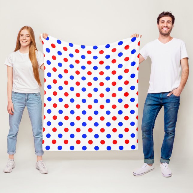Couverture Polaire Conception de points noirs blancs rouges bleus  (En situation)