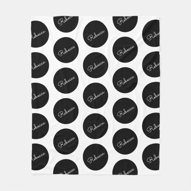 Couverture Polaire Conception de points Polka Noir & Blanc Rétro-Mode (Devant)