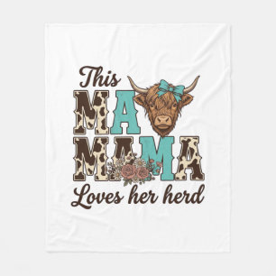 Couverture Polaire Conception de t-shirt de vache des Highlands Maman