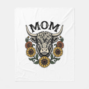 Couverture Polaire Conception de vache des Highlands Maman Tournesol 
